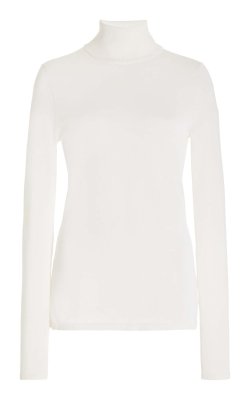 Costa Knit Turtleneck in Ivory Cashmere Silk