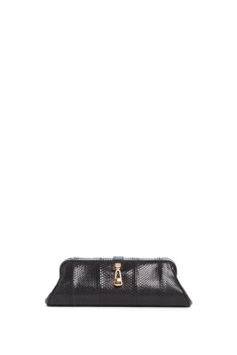 Paola Clutch in Black Snakeskin
