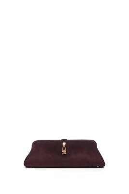 Paola Clutch in Bordeaux Suede