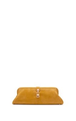 Paola Clutch in Golden Birch Suede