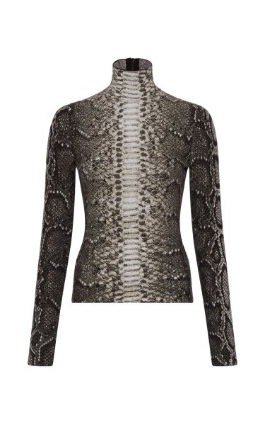 Beda Knit Turtleneck in Greyscale Cashmere Silk