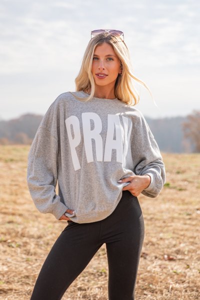 Heather Grey Pray Sweatshirt