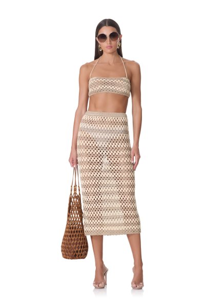 Natalia Crochet Skirt - Dune Stripe