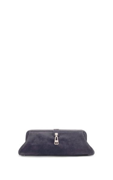 Paola Clutch in Dark Grey Suede