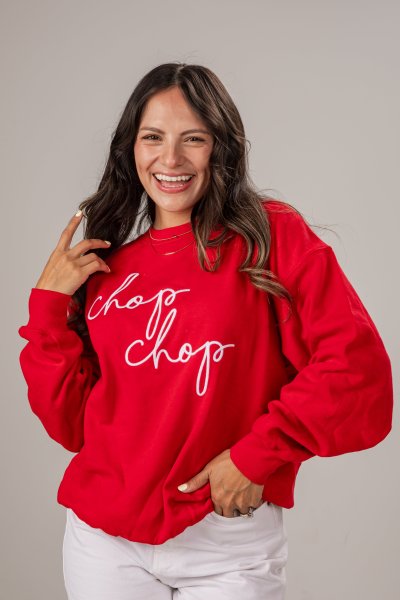 Red Chop Chop Script Pullover