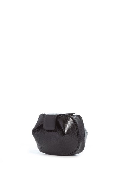 Soft Demi Clutch in Black Snakeskin
