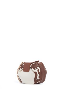 Soft Demi Western Clutch with Chain in Ivory Multi Nappa Leather